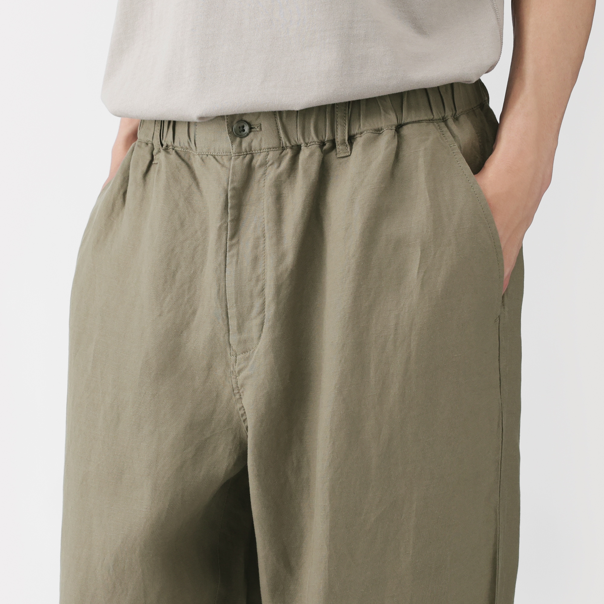 紳士　リネンリヨセルイージーパンツ