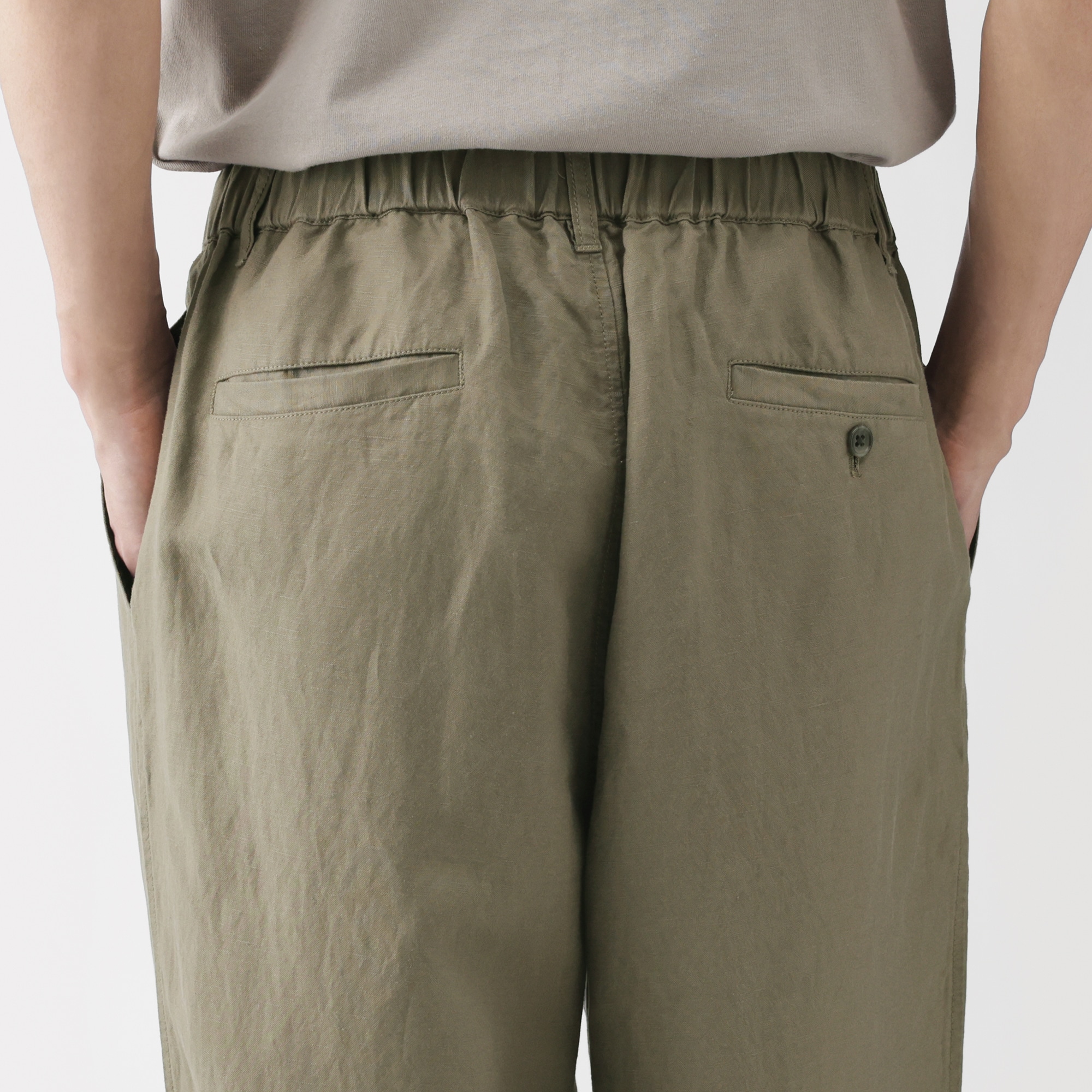 紳士　リネンリヨセルイージーパンツ