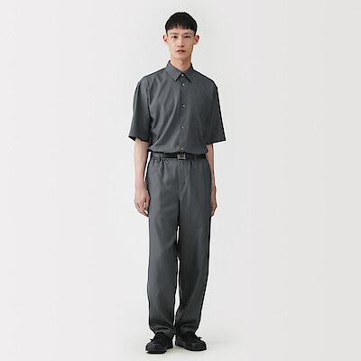 紳士 和紙混ドビー織り 半袖シャツ | 無印良品