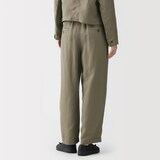 婦人　リネンリヨセルタックワイドパンツ