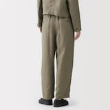 婦人　リネンリヨセルタックワイドパンツ