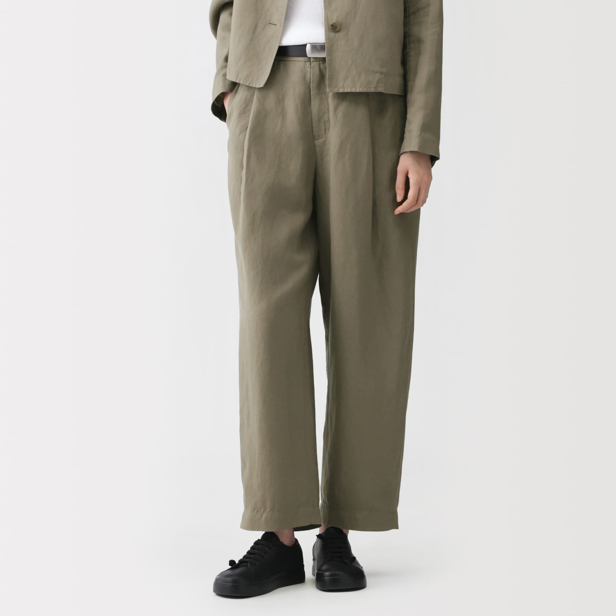 婦人 リネンリヨセルタックワイドパンツ | 無印良品