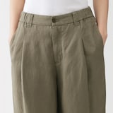 婦人　リネンリヨセルタックワイドパンツ