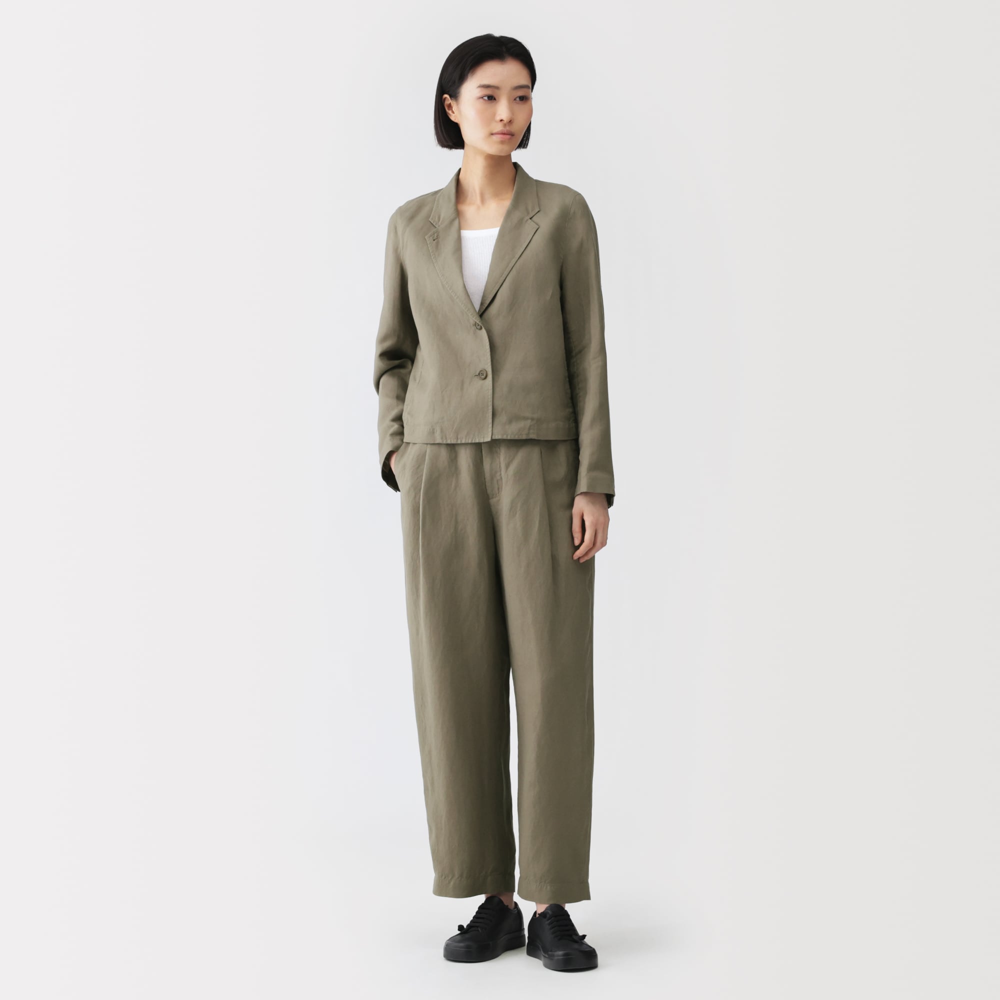 婦人 リネンリヨセルタックワイドパンツ | 無印良品