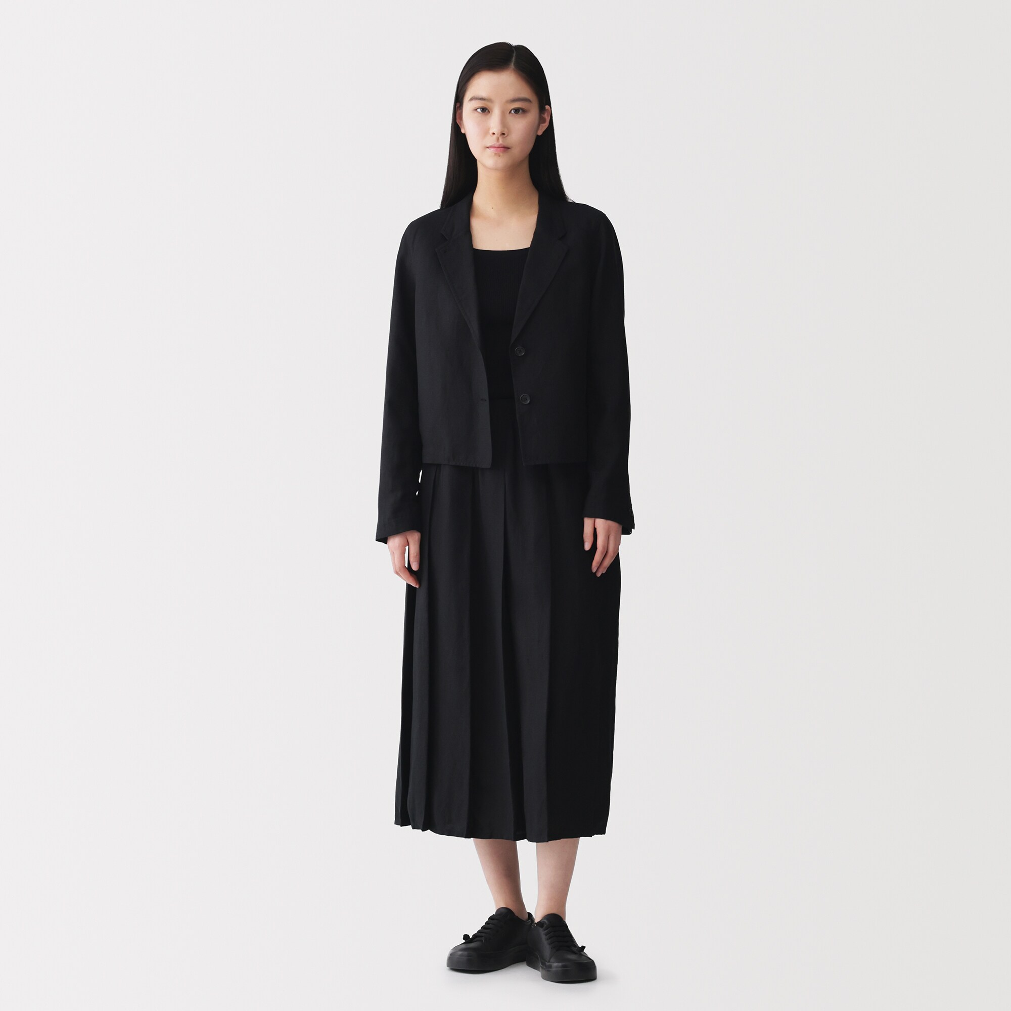 婦人　リネンリヨセルイージータックスカート