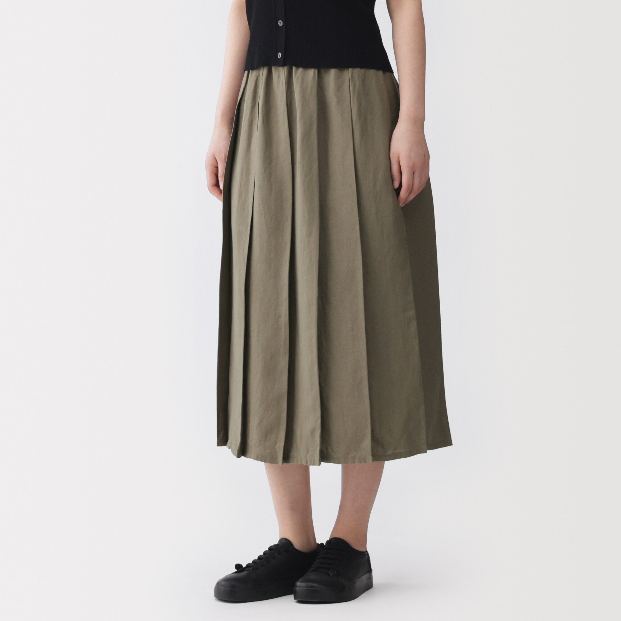 婦人　リネンリヨセルイージータックスカート