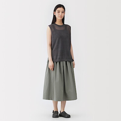 【４月中旬発売予定】婦人　和紙混高密度ポプリンタックスカート（裏地なし）