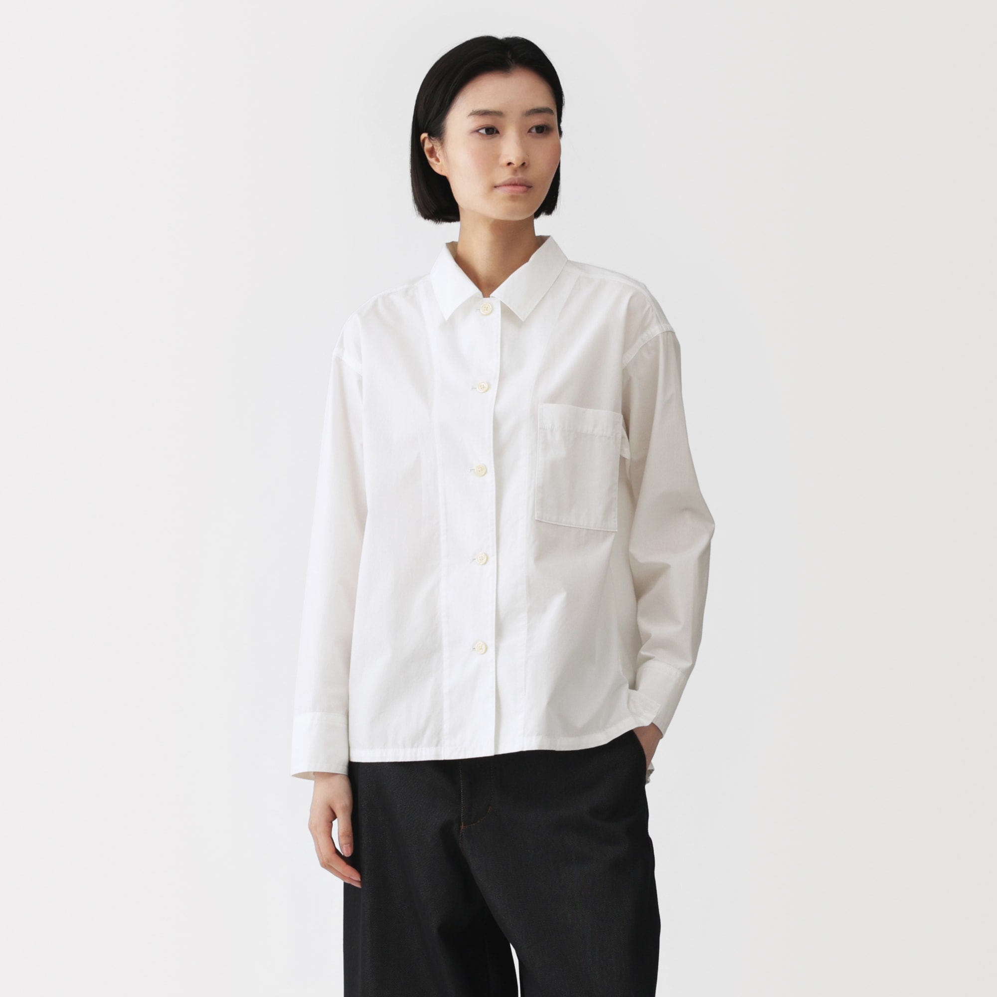 RH Vintage  コットンオーバーシャツ　ホワイト　S 婦人 コットンオーバーシャツ | 無印良品