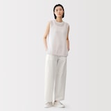 婦人　綿混タックワイドパンツ