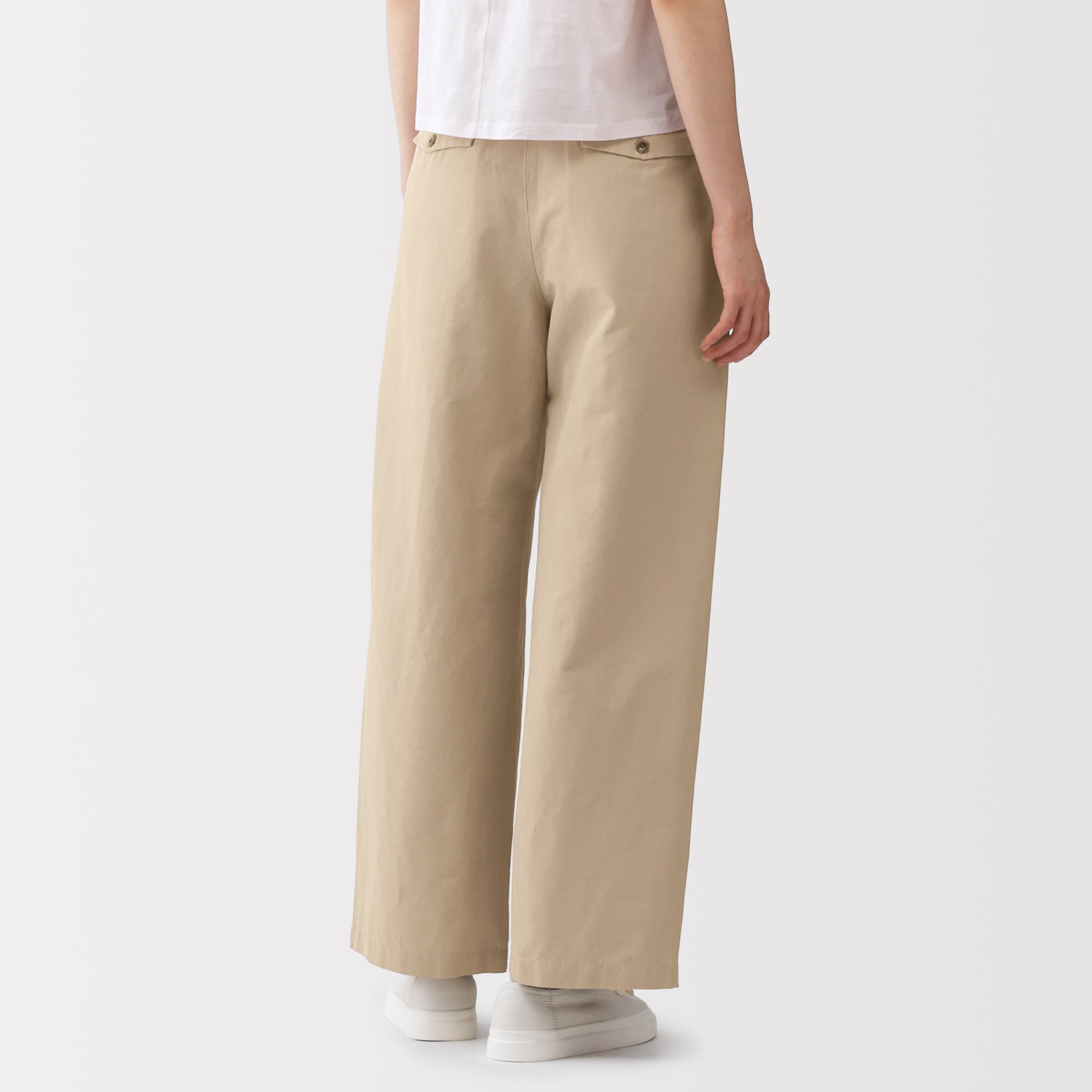 婦人　綿混タックワイドパンツ