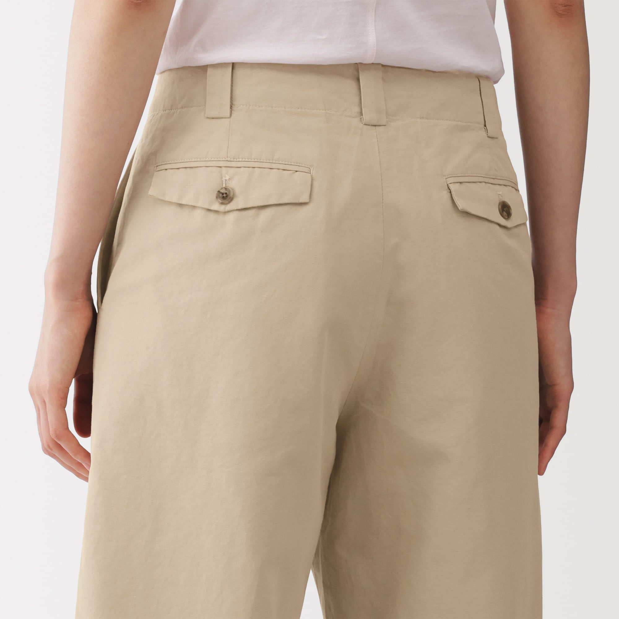 婦人　綿混タックワイドパンツ