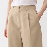 婦人　綿混タックワイドパンツ