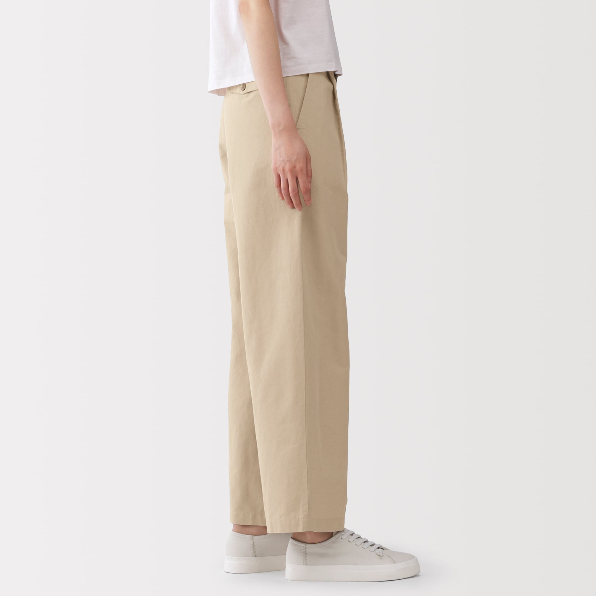 婦人　綿混タックワイドパンツ