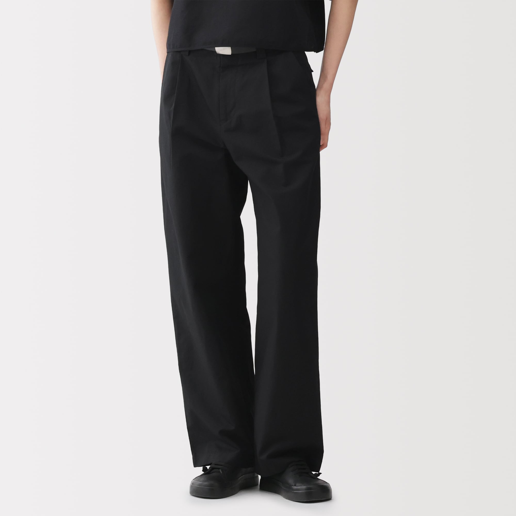 婦人　綿混タックワイドパンツ