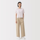 婦人　綿混タックワイドパンツ