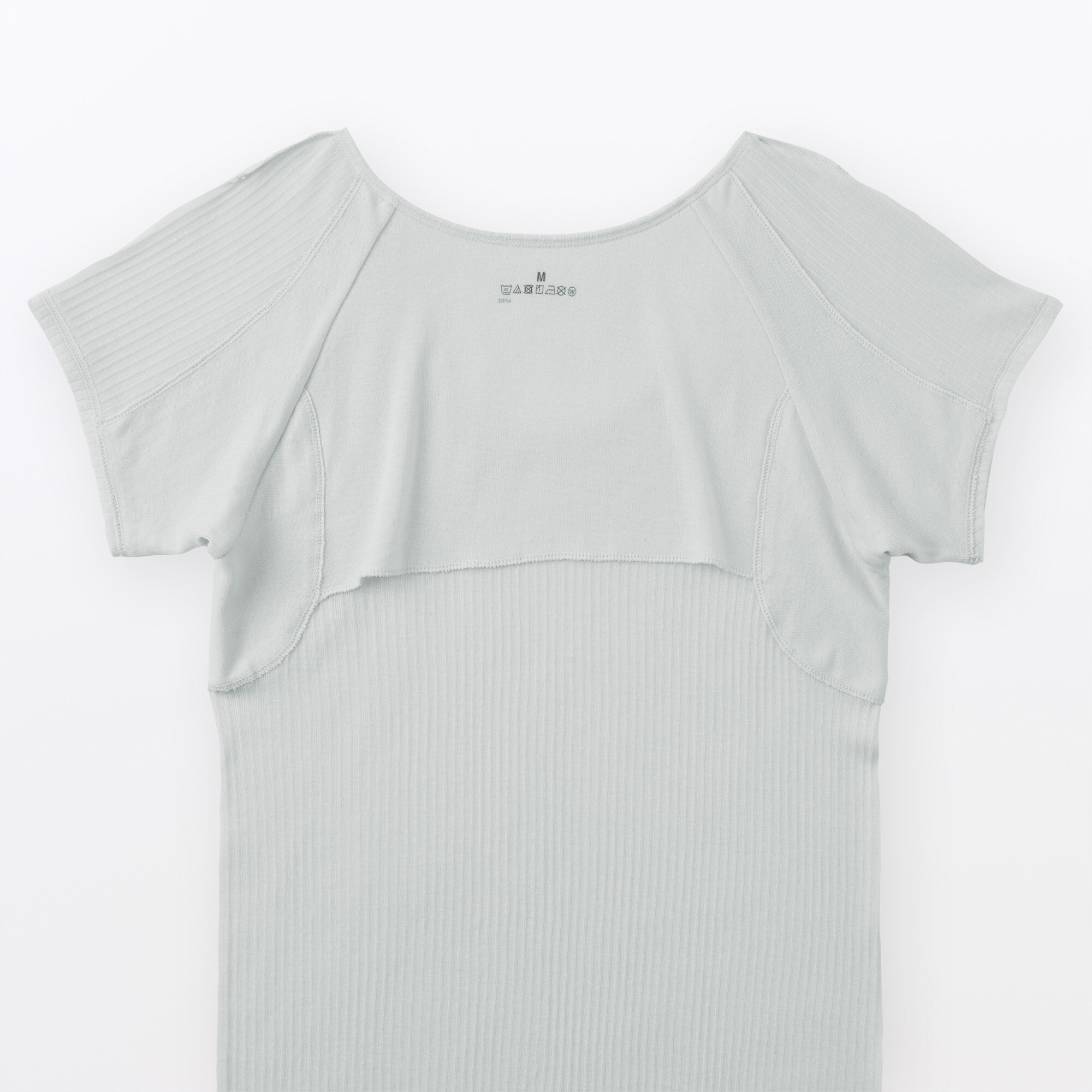 婦人　なめらかリブ　背中・脇汗取りパッド付きフレンチスリーブ