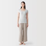 婦人　なめらかリブ　背中・脇汗取りパッド付きフレンチスリーブ