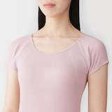 婦人　なめらかリブ　背中・脇汗取りパッド付きフレンチスリーブ