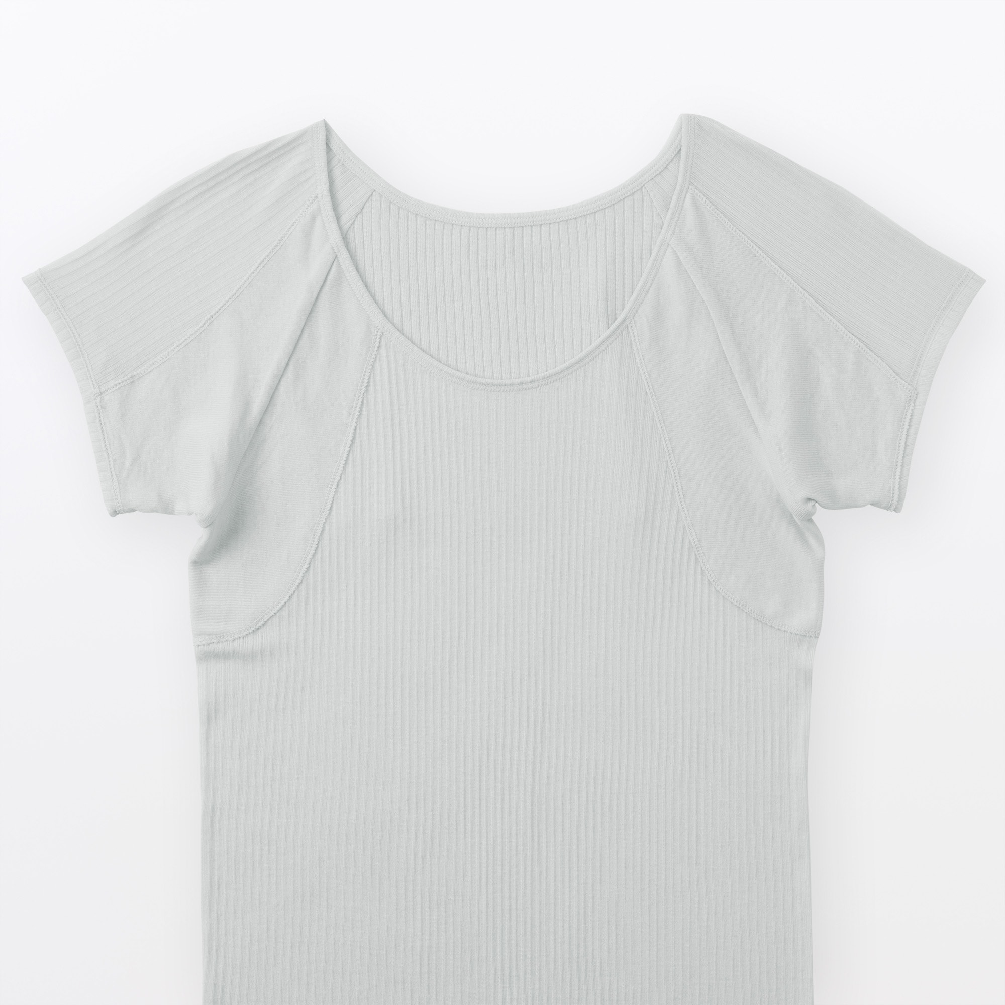 婦人　なめらかリブ　背中・脇汗取りパッド付きフレンチスリーブ