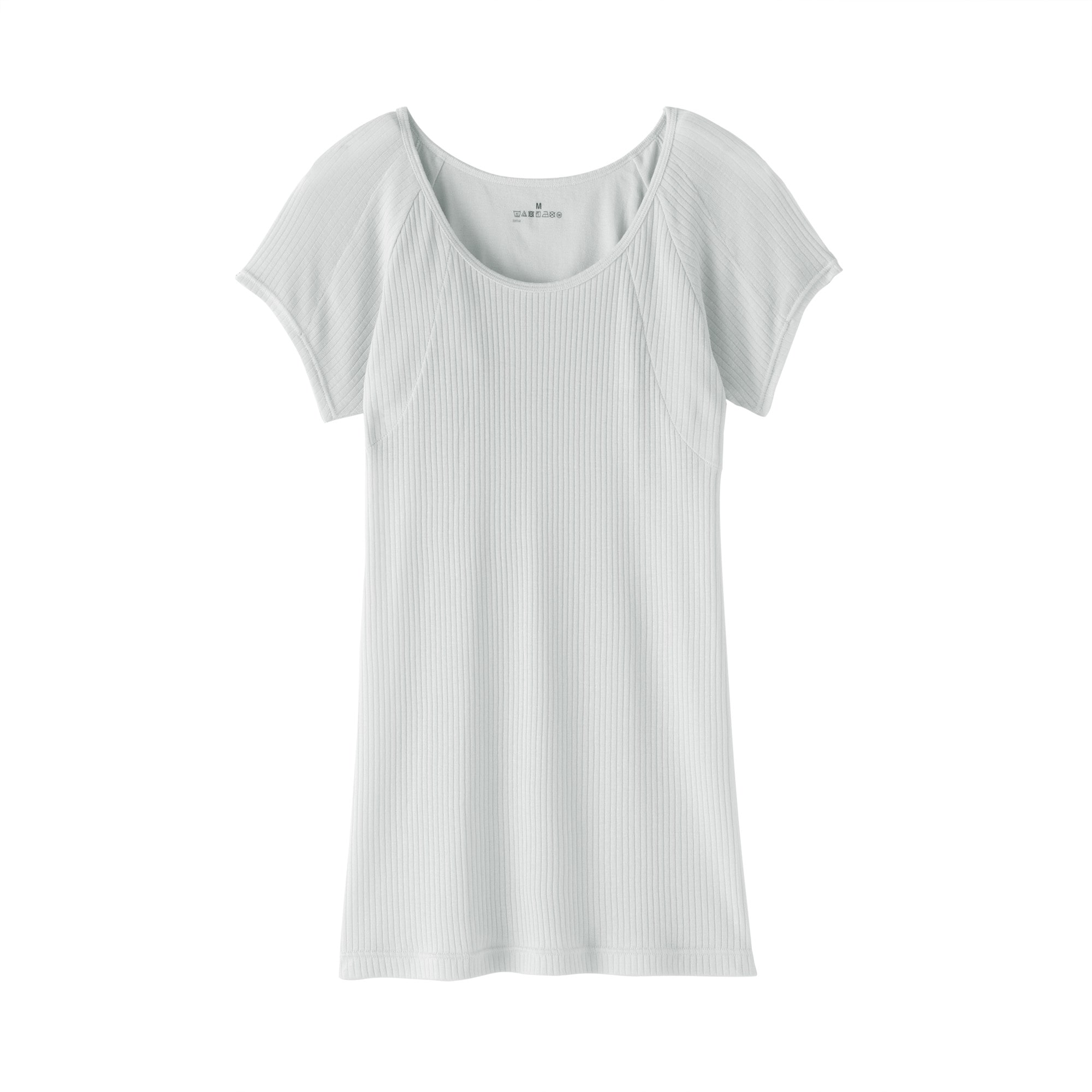 婦人　なめらかリブ　背中・脇汗取りパッド付きフレンチスリーブ