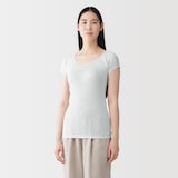 婦人　なめらかリブ　背中・脇汗取りパッド付きフレンチスリーブ