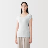 婦人　なめらかリブ　背中・脇汗取りパッド付きフレンチスリーブ