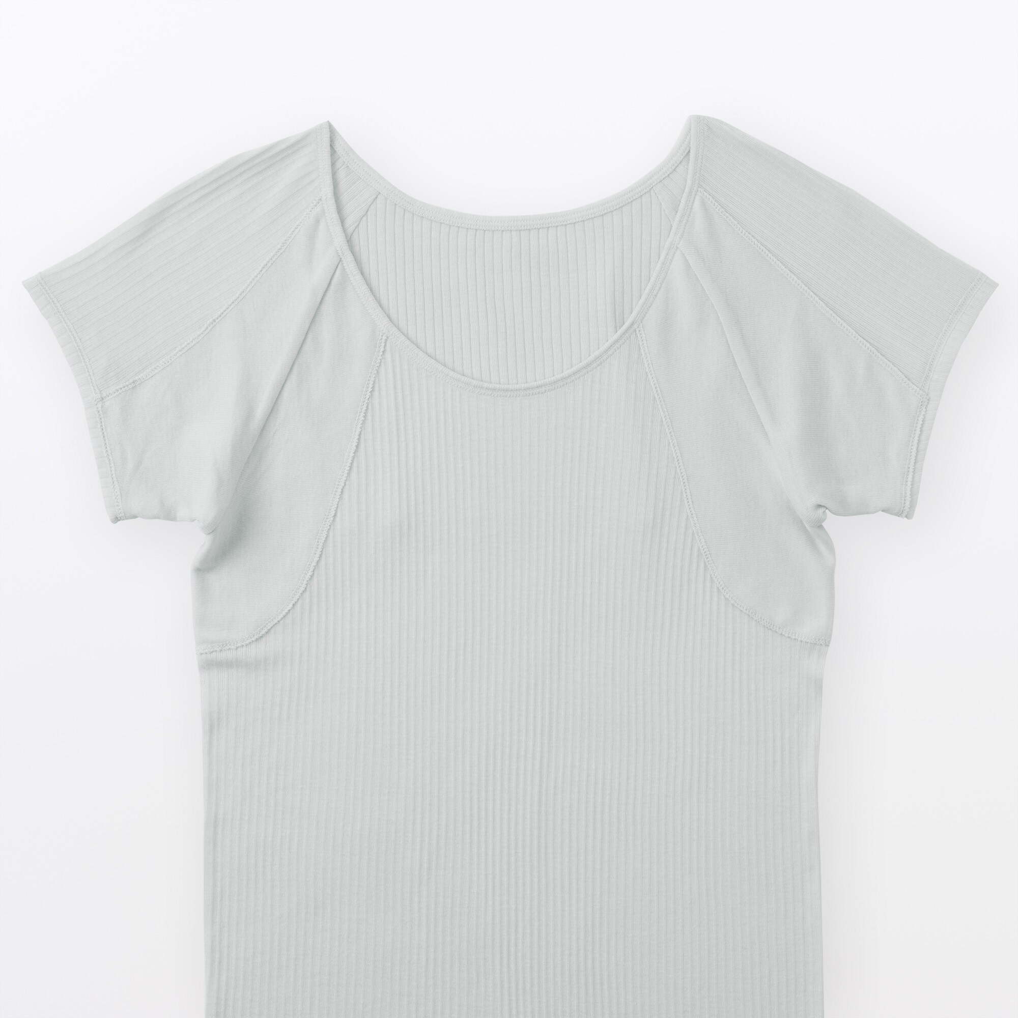 婦人　なめらかリブ　背中・脇汗取りパッド付きフレンチスリーブ