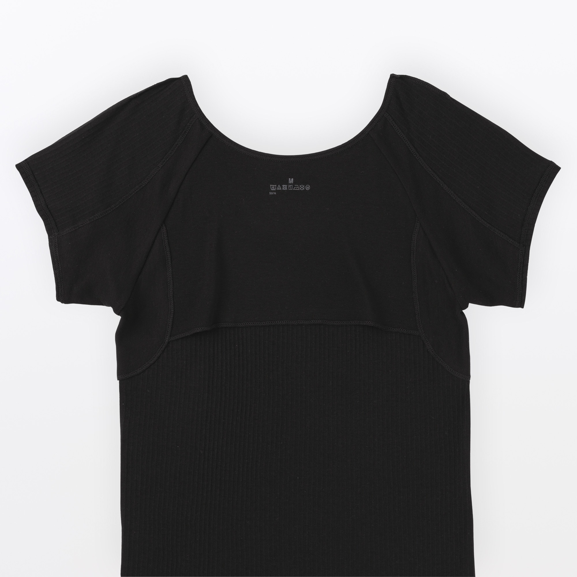 婦人　なめらかリブ　背中・脇汗取りパッド付きフレンチスリーブ