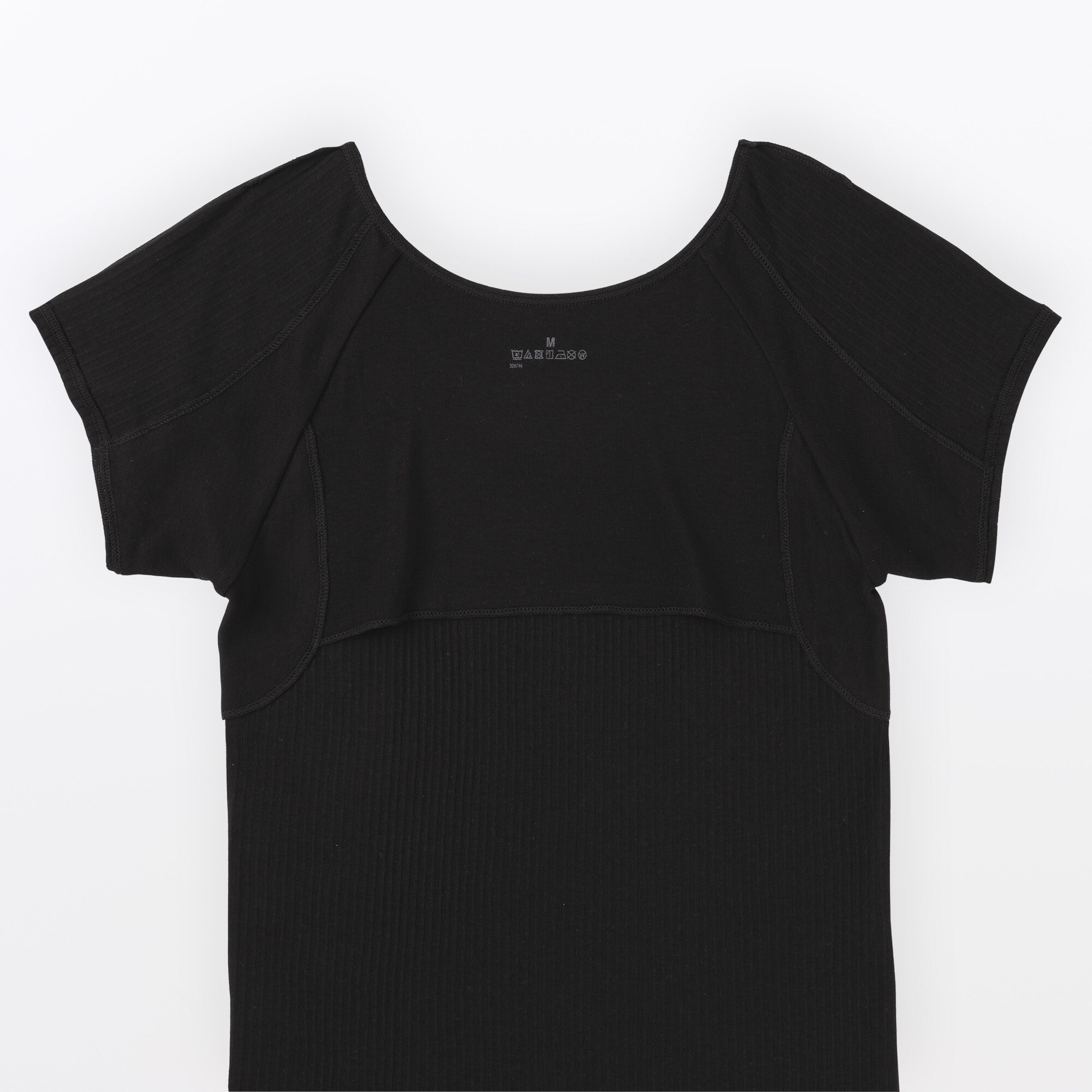 婦人　なめらかリブ　背中・脇汗取りパッド付きフレンチスリーブ