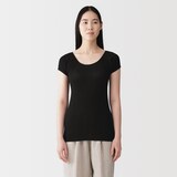 婦人　なめらかリブ　背中・脇汗取りパッド付きフレンチスリーブ