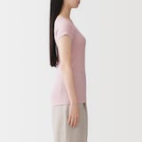 婦人　なめらかリブ　背中・脇汗取りパッド付きフレンチスリーブ