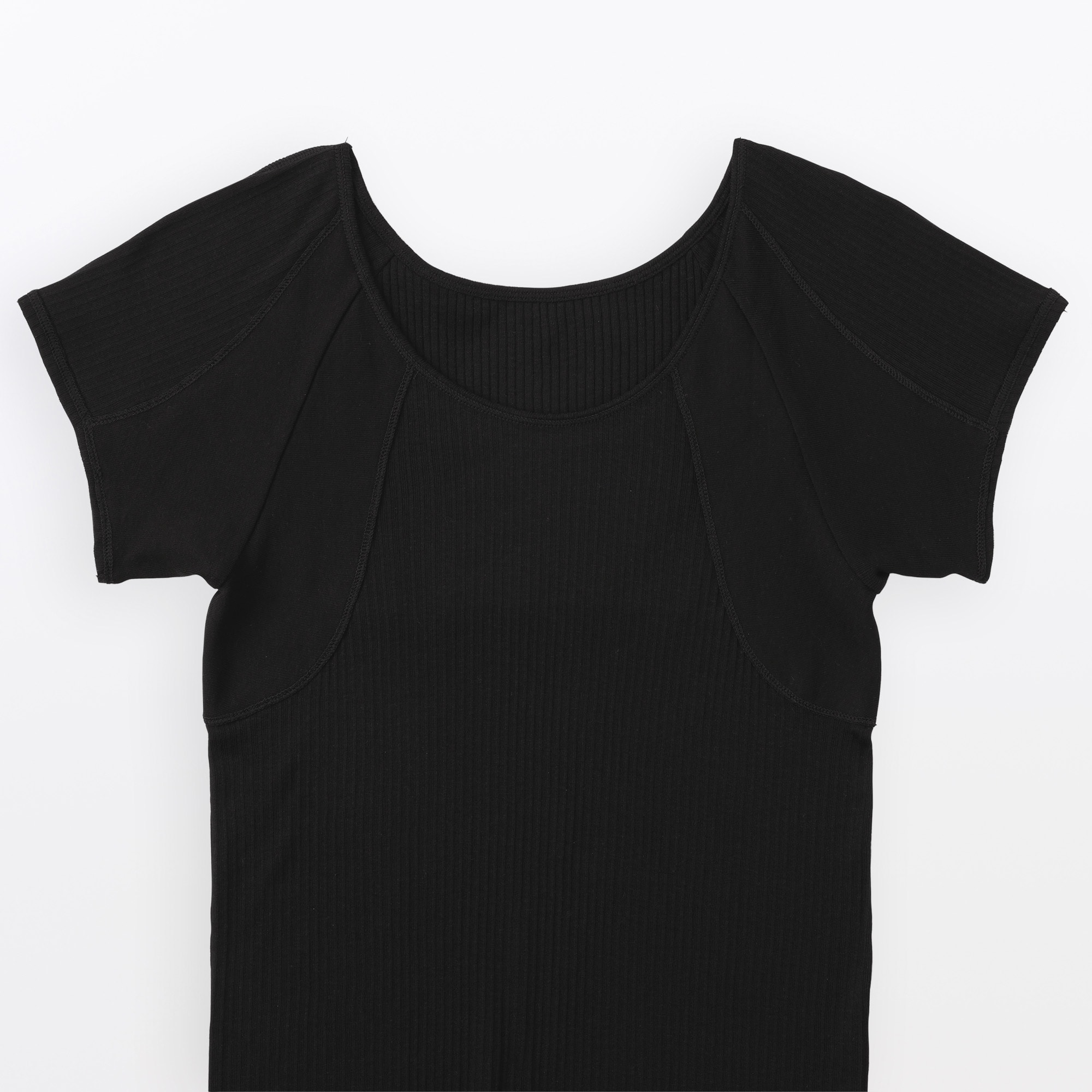 婦人　なめらかリブ　背中・脇汗取りパッド付きフレンチスリーブ