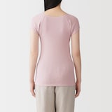 婦人　なめらかリブ　背中・脇汗取りパッド付きフレンチスリーブ