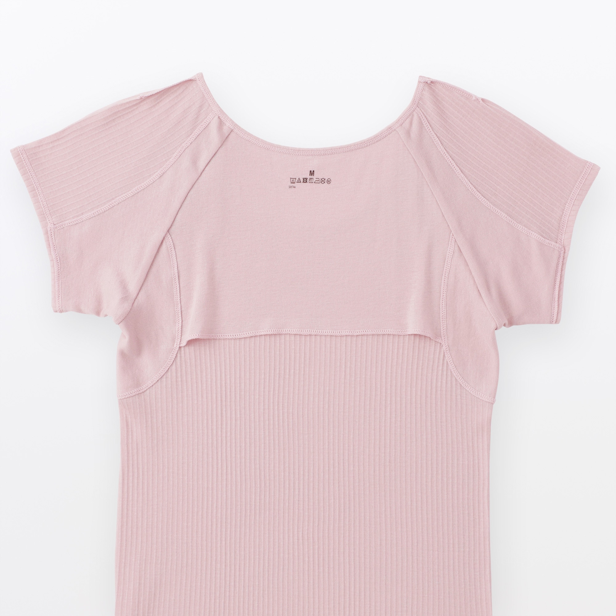 婦人　なめらかリブ　背中・脇汗取りパッド付きフレンチスリーブ