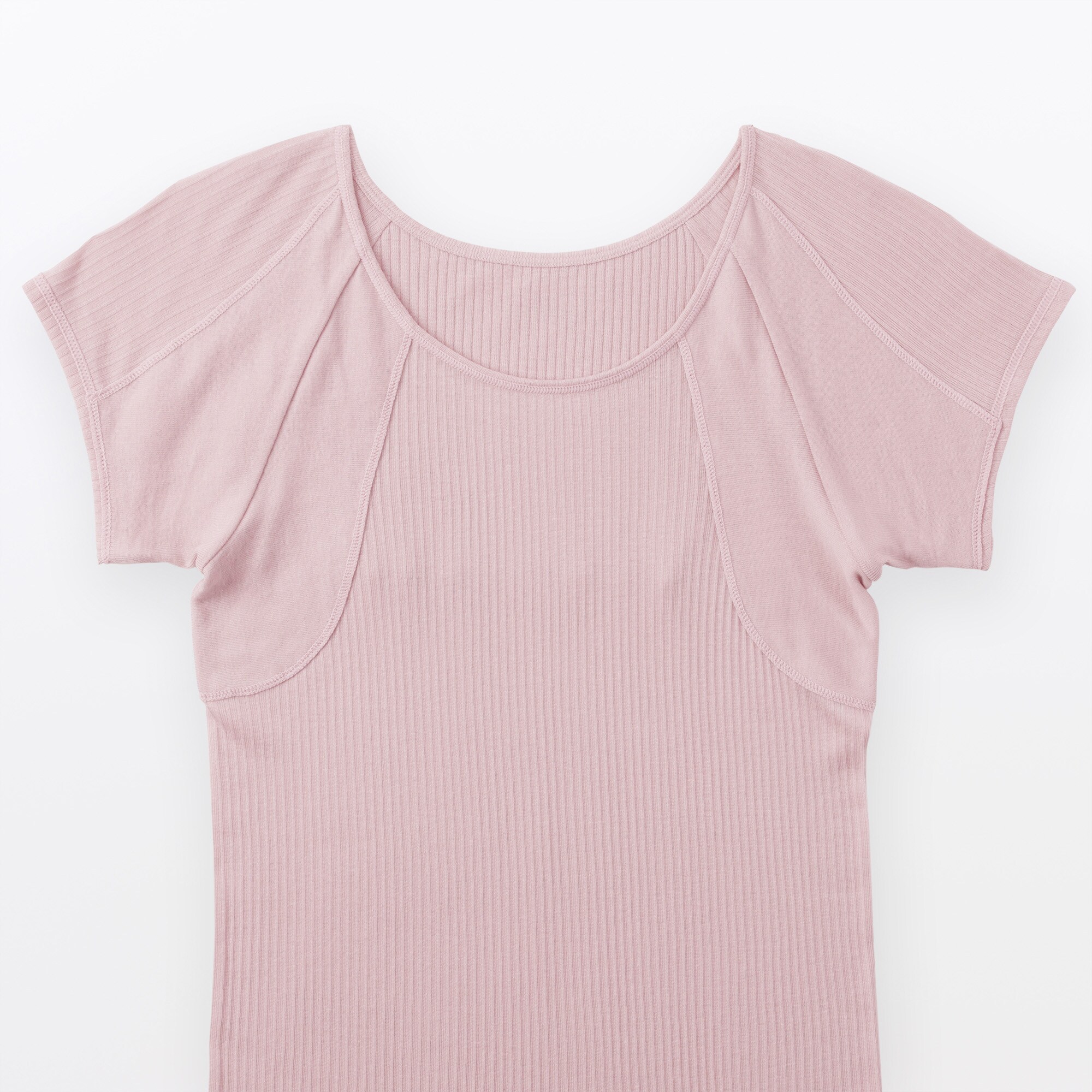 婦人　なめらかリブ　背中・脇汗取りパッド付きフレンチスリーブ