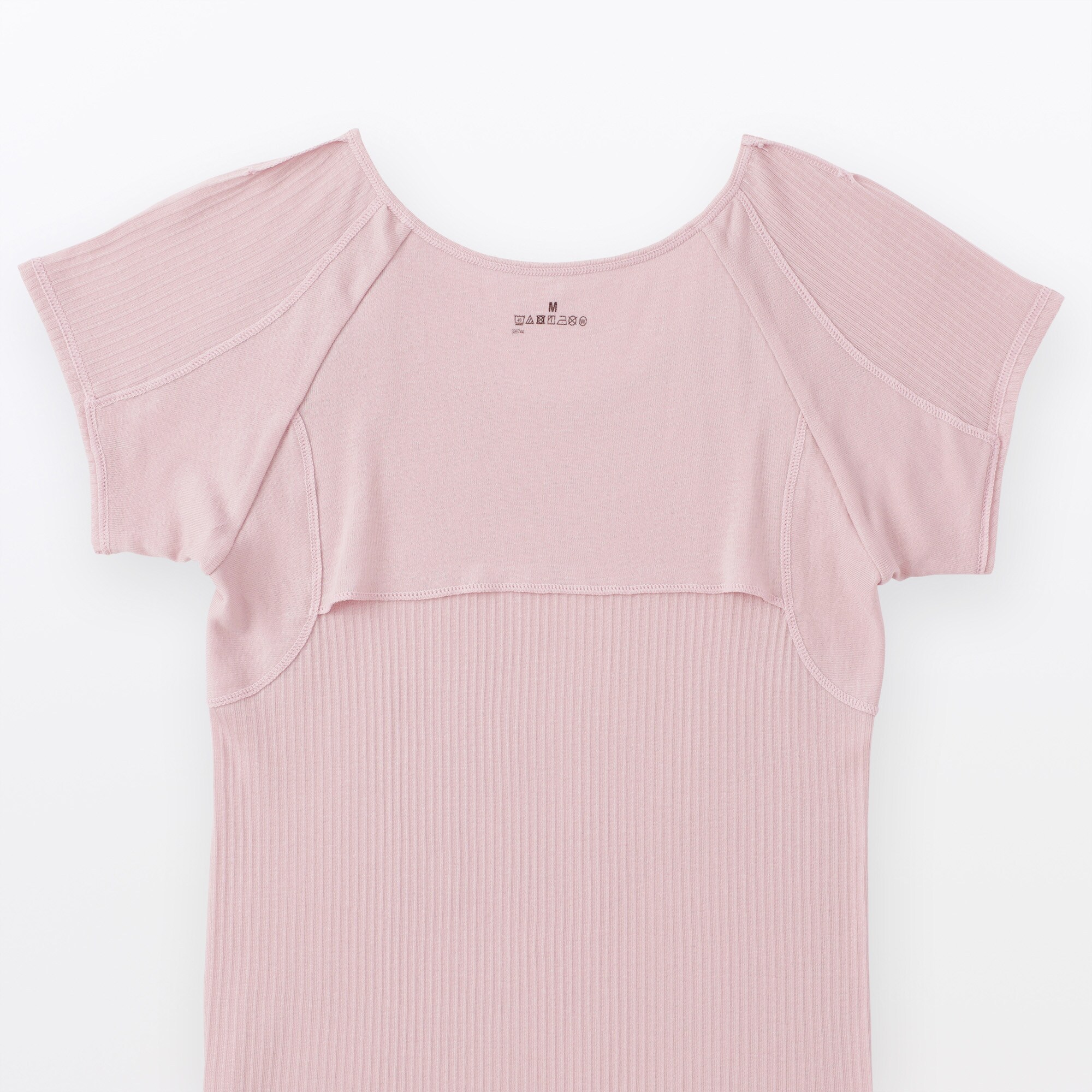 婦人　なめらかリブ　背中・脇汗取りパッド付きフレンチスリーブ