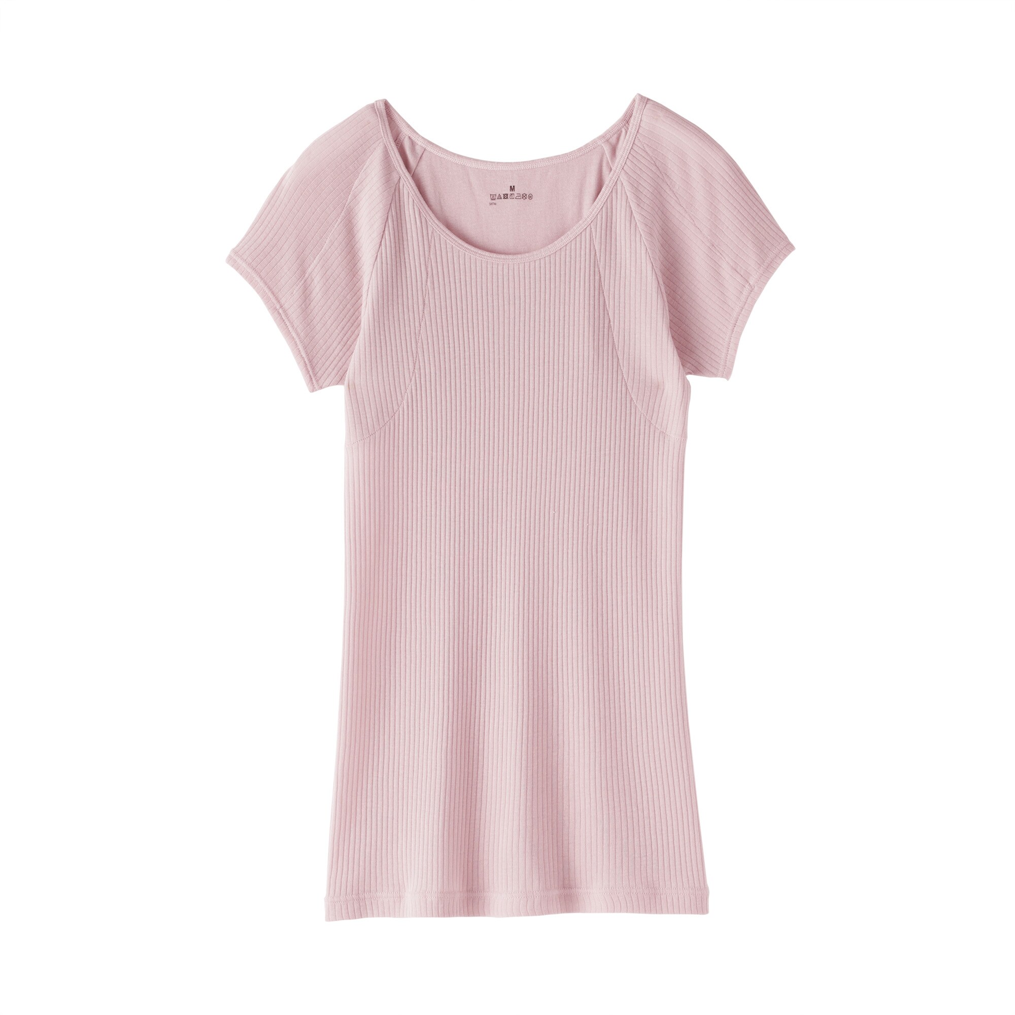 婦人　なめらかリブ　背中・脇汗取りパッド付きフレンチスリーブ