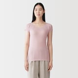 婦人　なめらかリブ　背中・脇汗取りパッド付きフレンチスリーブ