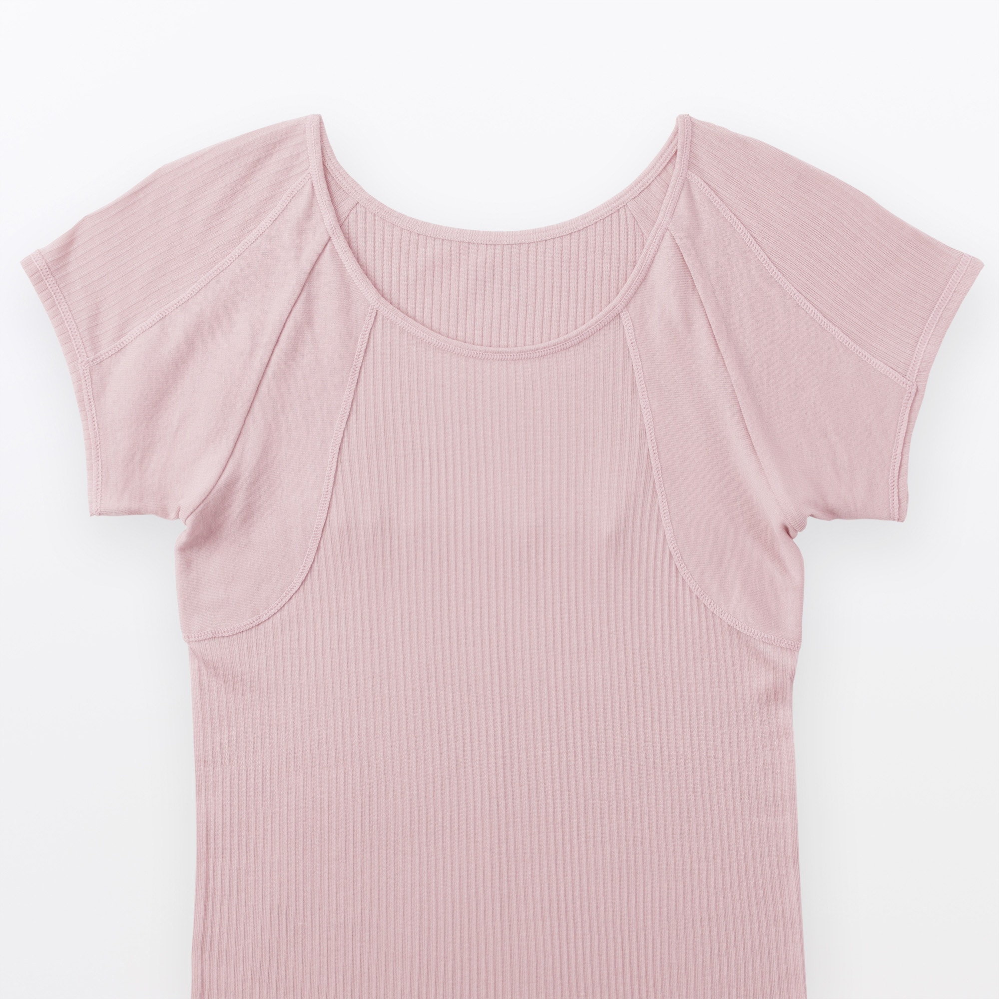 婦人　なめらかリブ　背中・脇汗取りパッド付きフレンチスリーブ