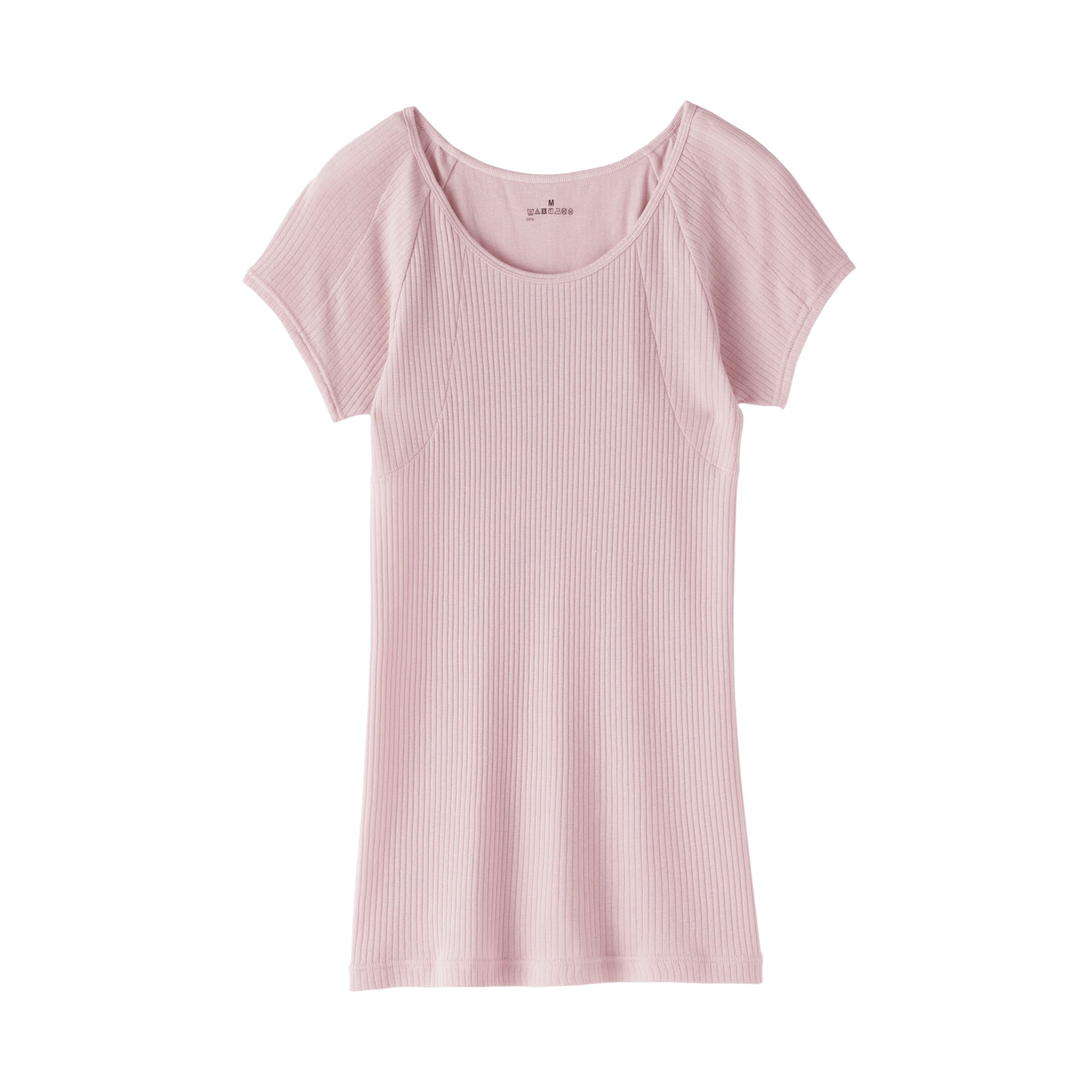 婦人　なめらかリブ　背中・脇汗取りパッド付きフレンチスリーブ