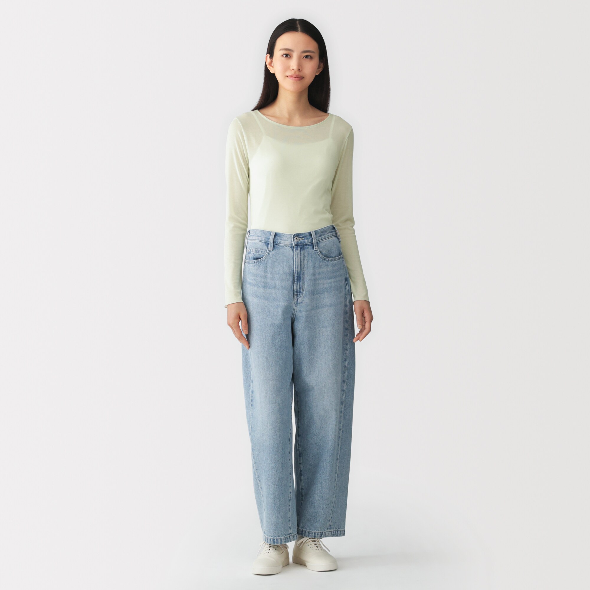 婦人　なめらかシアークルーネック長袖Ｔシャツ