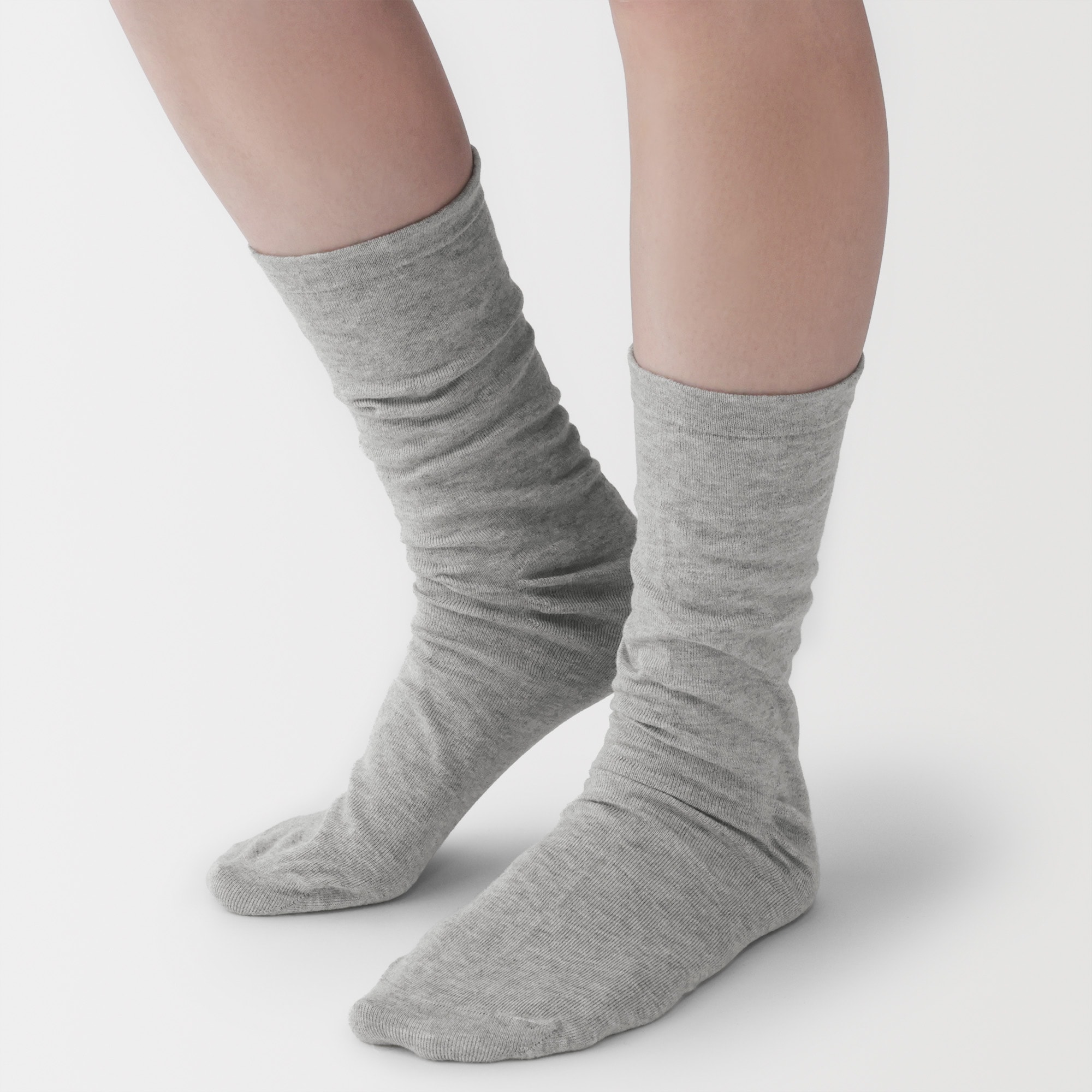 婦人　足なり直角　履き口やわらか　ほぼ綿で編んだ　靴下