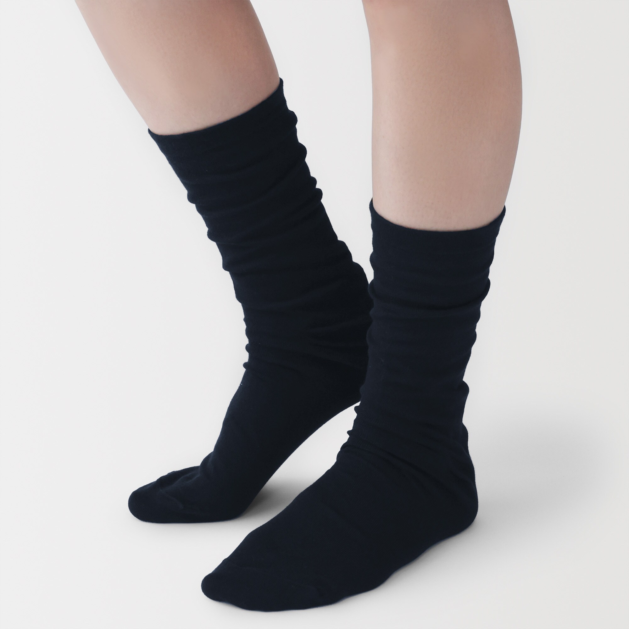婦人　足なり直角　履き口やわらか　ほぼ綿で編んだ　靴下