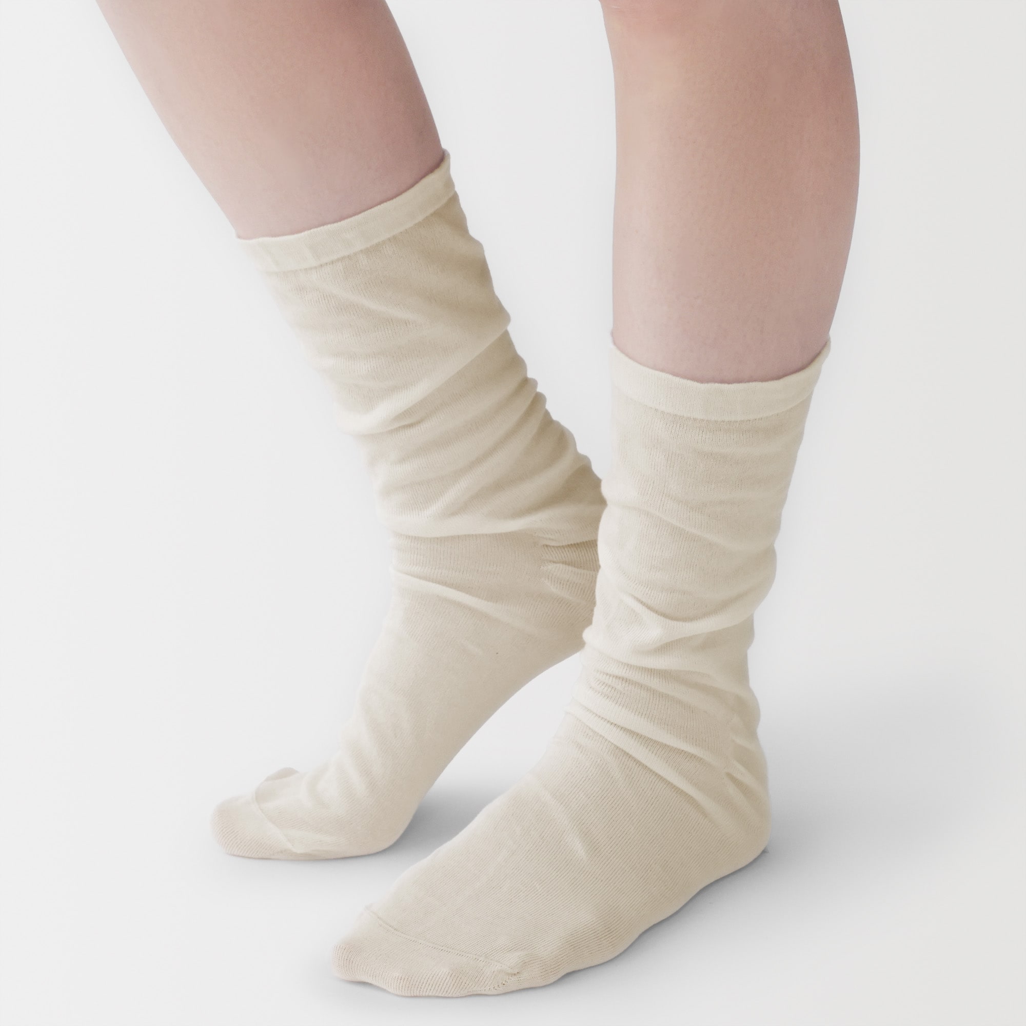 婦人　足なり直角　履き口やわらか　ほぼ綿で編んだ　靴下