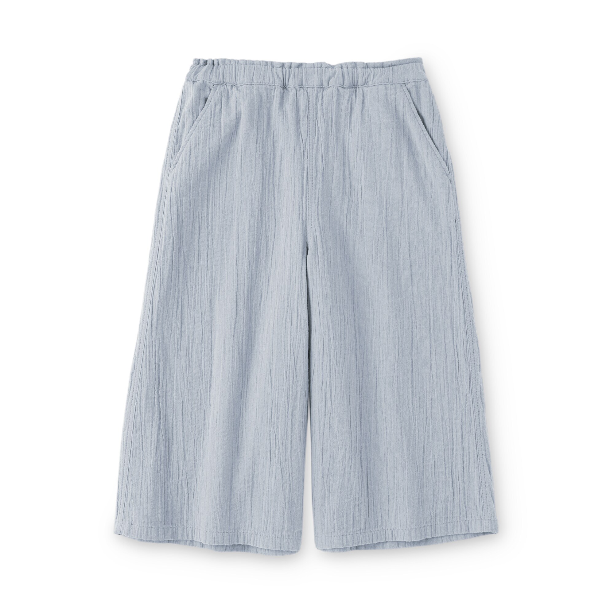 キッズ　楊柳ガーゼ七分丈ワイドパンツ
