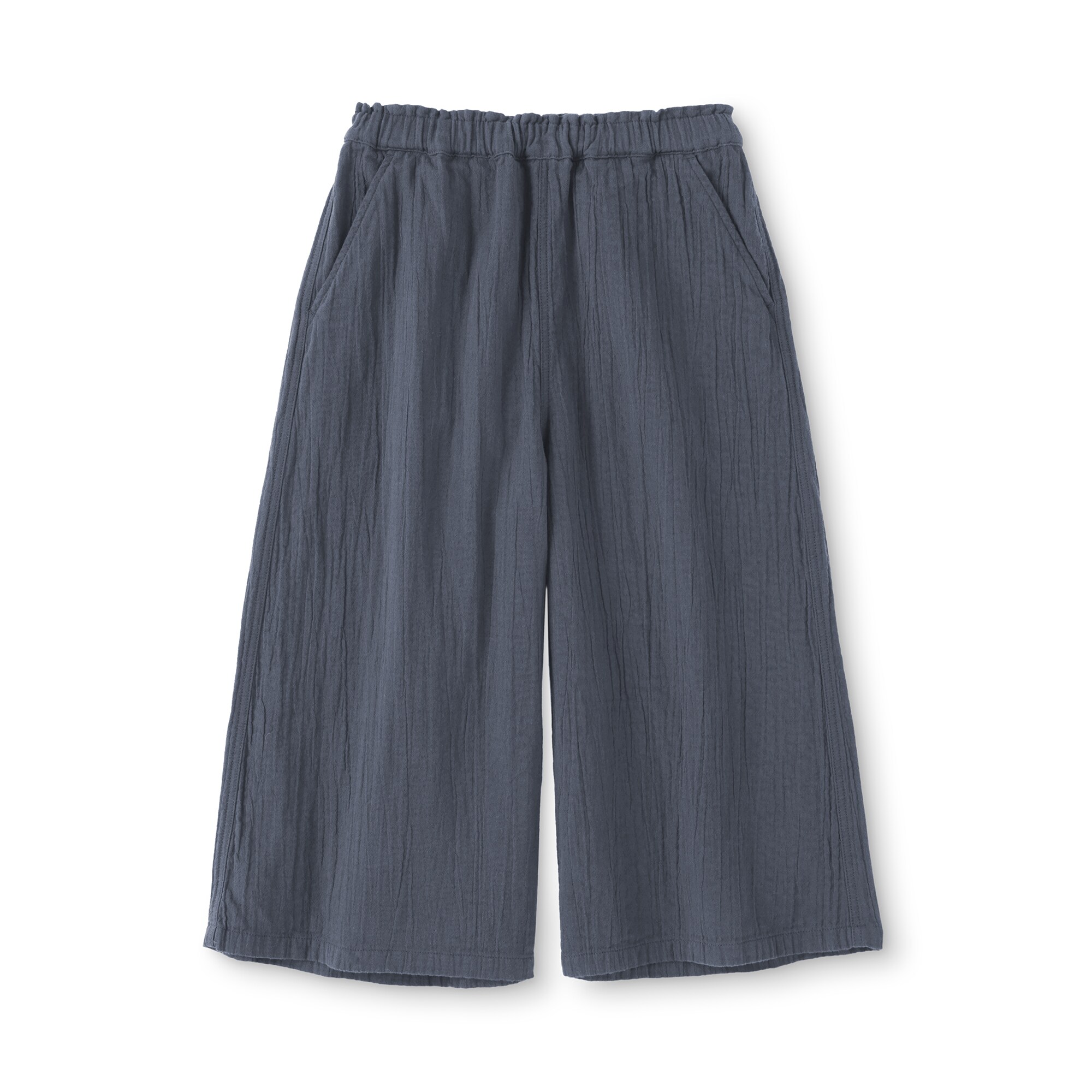 キッズ　楊柳ガーゼ七分丈ワイドパンツ