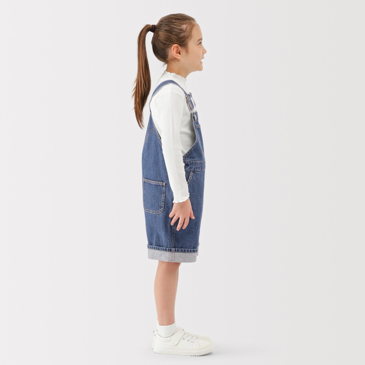 キッズ　木の実から作ったカポック混デニムオーバーオール