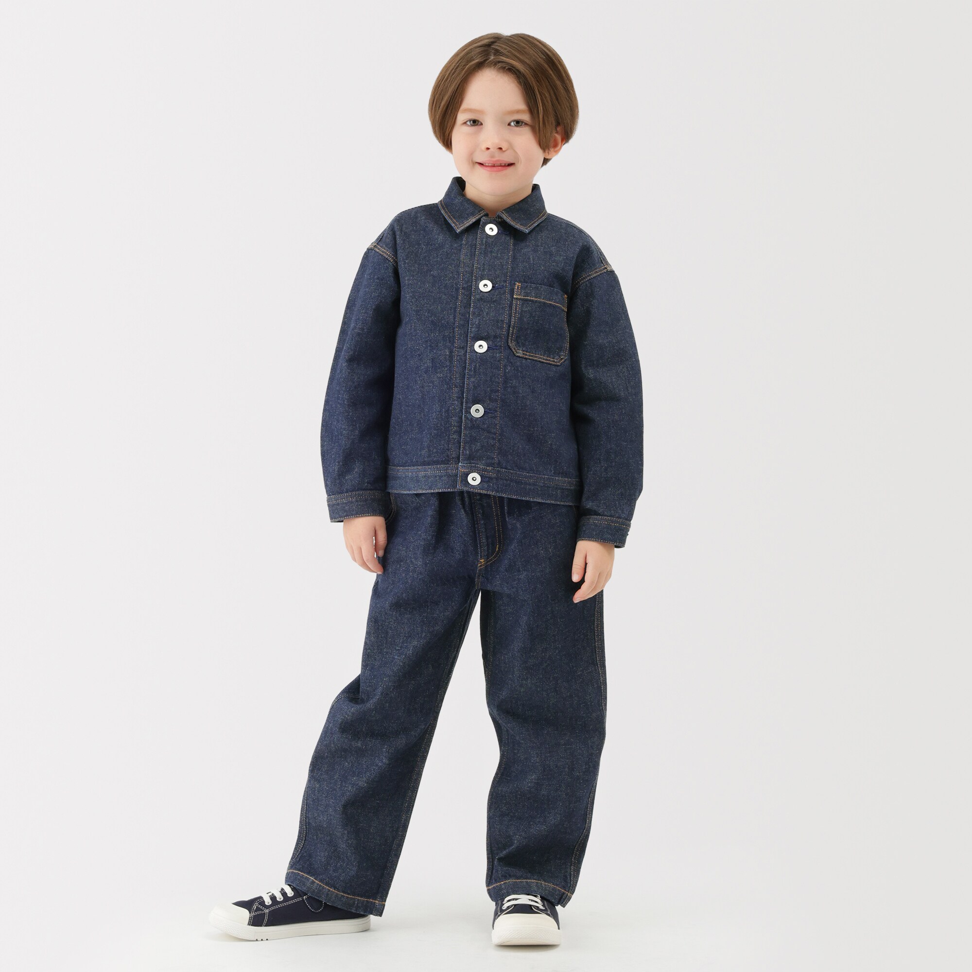 キッズ 木の実から作ったカポック混デニムワイドパンツ | 無印良品