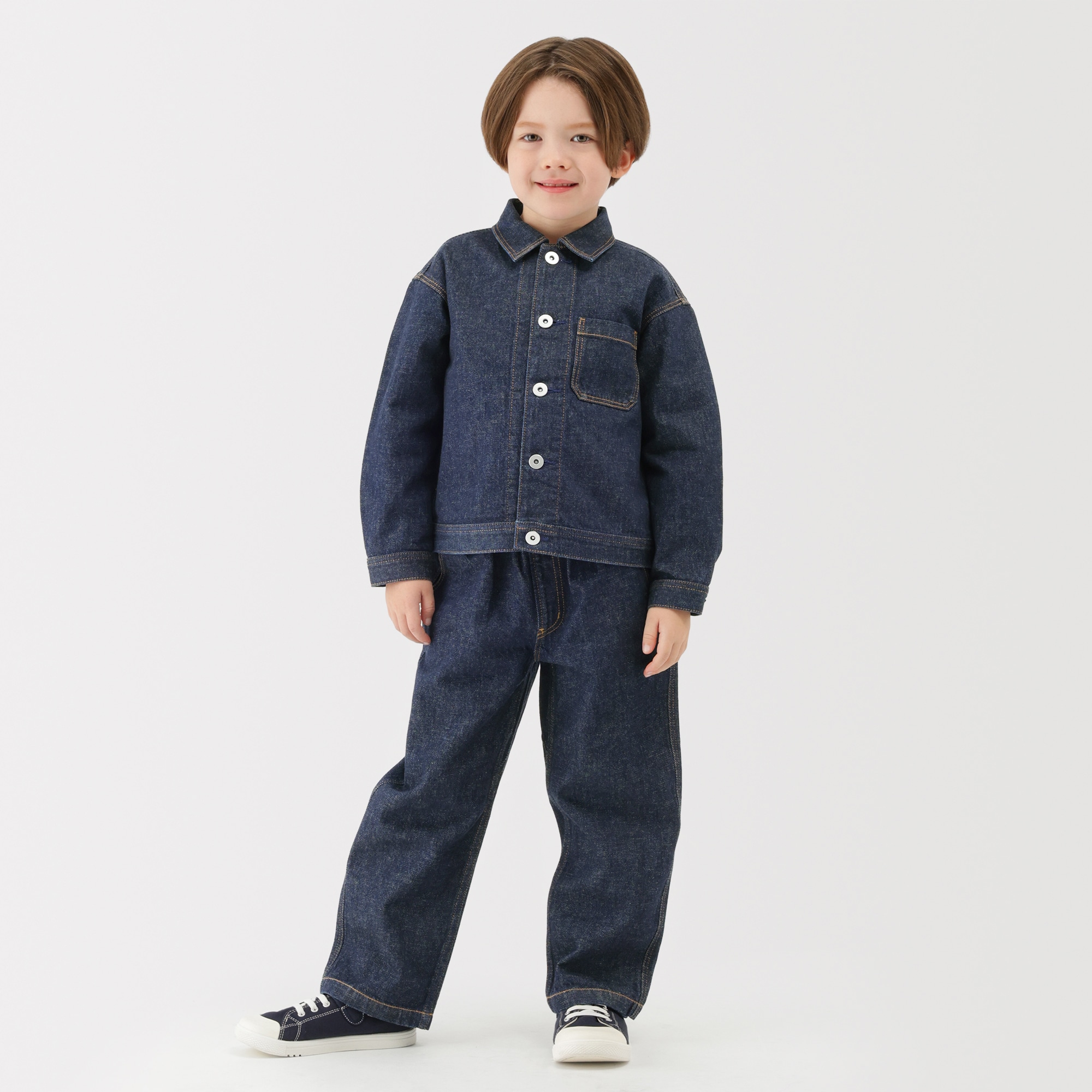 キッズ　木の実から作ったカポック混デニムワイドパンツ