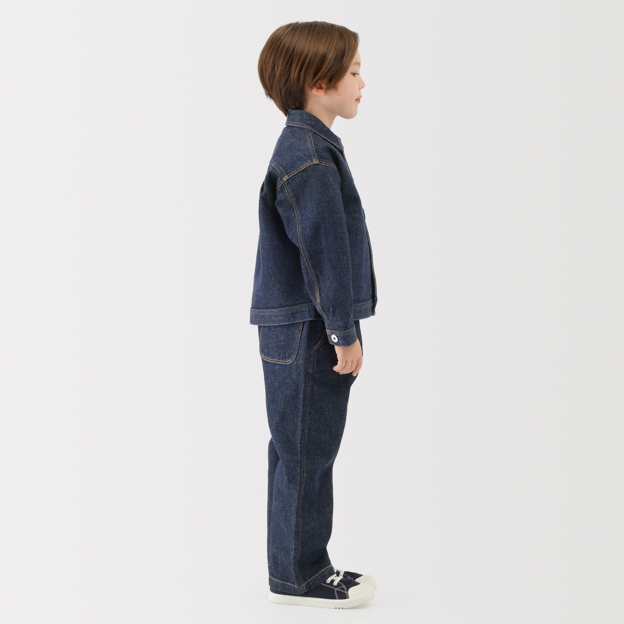 キッズ　木の実から作ったカポック混デニムワイドパンツ